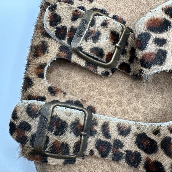 Biostep Womens 10.5 Cheetah Print Animal Fur Double Strap  Leather Sandals Spain - Picture 8 of 12